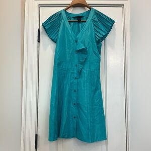 Marc Jacobs Turquoise Pleated Mini Dress